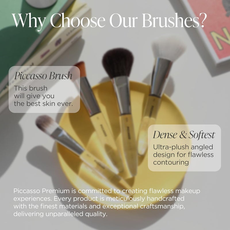 Piccasso COLLEZIONI 103A Powder Brush – Soft Makeup Brush for Face, Fluffy Blush and Setting Tool with Goat Hair Blend, Ideal for Powder Application, Shading, and Natural Finish, Professional Korean - Image 5